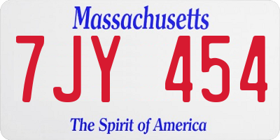 MA license plate 7JY454
