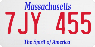 MA license plate 7JY455