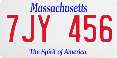 MA license plate 7JY456