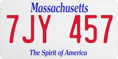 MA license plate 7JY457