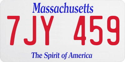 MA license plate 7JY459