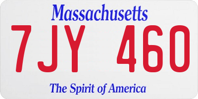 MA license plate 7JY460