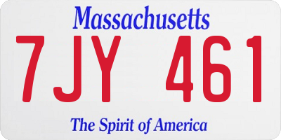 MA license plate 7JY461