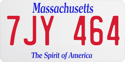 MA license plate 7JY464