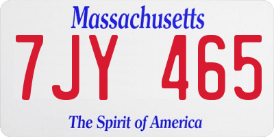 MA license plate 7JY465