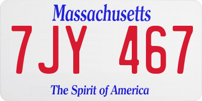 MA license plate 7JY467