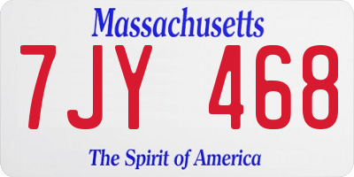 MA license plate 7JY468