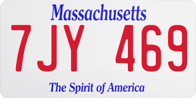 MA license plate 7JY469