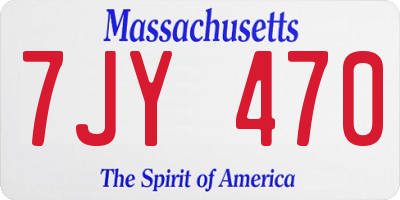 MA license plate 7JY470