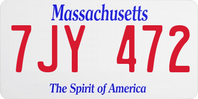 MA license plate 7JY472