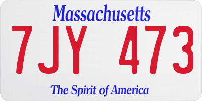 MA license plate 7JY473