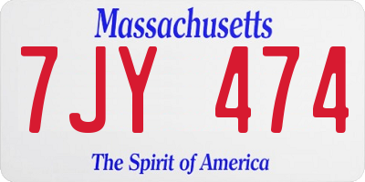 MA license plate 7JY474