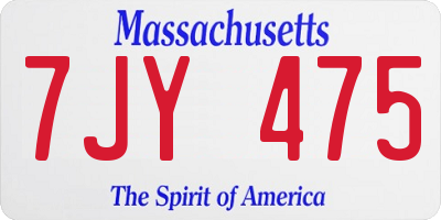 MA license plate 7JY475