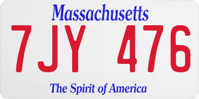 MA license plate 7JY476