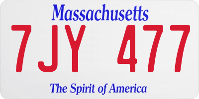 MA license plate 7JY477