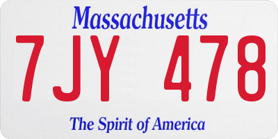 MA license plate 7JY478