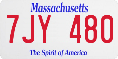 MA license plate 7JY480