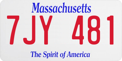 MA license plate 7JY481