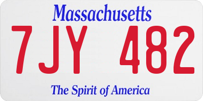 MA license plate 7JY482