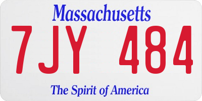 MA license plate 7JY484