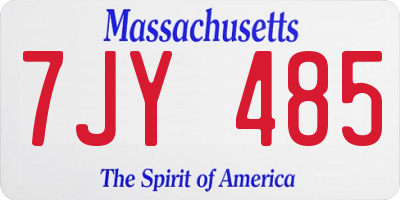MA license plate 7JY485