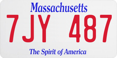 MA license plate 7JY487