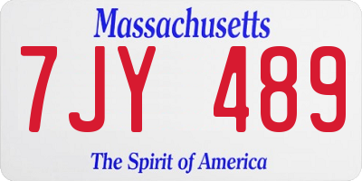 MA license plate 7JY489