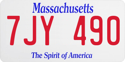 MA license plate 7JY490