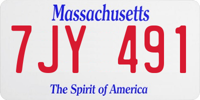 MA license plate 7JY491