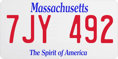 MA license plate 7JY492