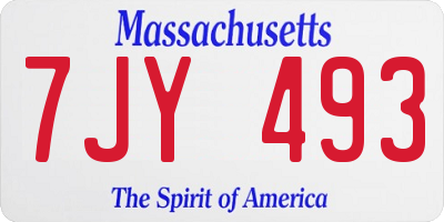 MA license plate 7JY493