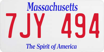 MA license plate 7JY494