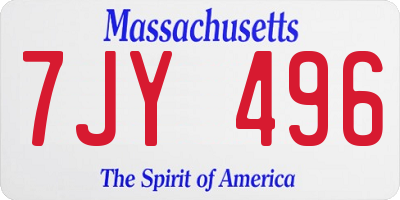 MA license plate 7JY496