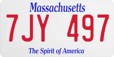 MA license plate 7JY497