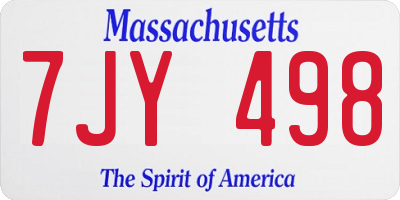 MA license plate 7JY498