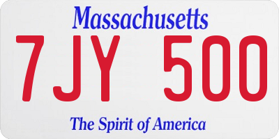 MA license plate 7JY500