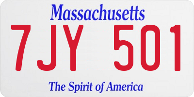 MA license plate 7JY501