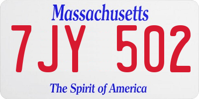 MA license plate 7JY502