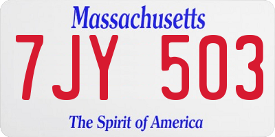 MA license plate 7JY503