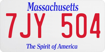 MA license plate 7JY504
