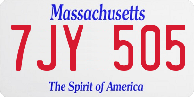 MA license plate 7JY505