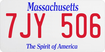 MA license plate 7JY506