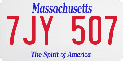 MA license plate 7JY507