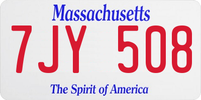 MA license plate 7JY508