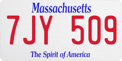 MA license plate 7JY509