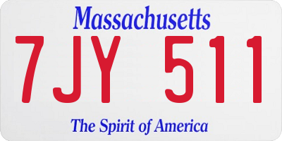 MA license plate 7JY511