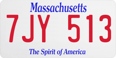 MA license plate 7JY513