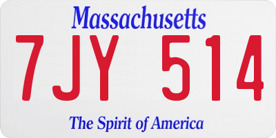 MA license plate 7JY514