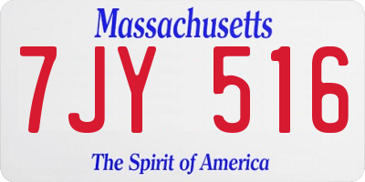 MA license plate 7JY516