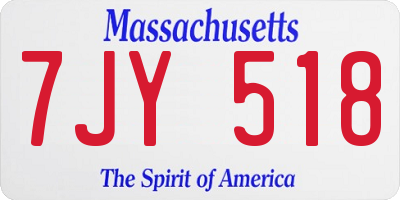 MA license plate 7JY518